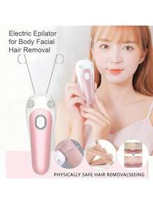 女士电动面部脱毛器、面部脱毛器、眉毛修剪器、DIY美容工具 - 白色 - 查看 8