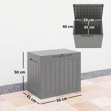 Outsunny 93L Plastic Garden Storage Box, Outdoor Storage Box With Handles, Waterproof Outdoor Storage Container For Garden Tools And Accessories, Khaki - B - View 2