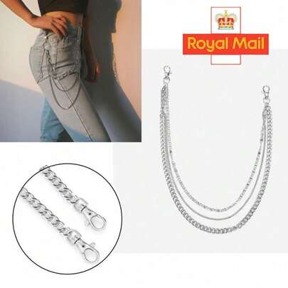 3 Layers Jeans Trousers Key Chain Rock Chains Pants Body Metal Belt Punk Style