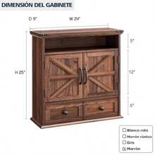 jjyuNEBULYN Arma de Baño Arma de Pared Almacenamiento Gabinete de Baño de 3 Nive con Caones 61 * 23 * 63.5 MarronArmario de almacenamiento - Marrn - Ver 3