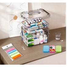 Grande boîte de premiers soins familiale multi-couches, ensemble complet de fournitures médicales d'urgence, armoire à pharmacie de maison, boîte à médicaments de voiture, boîte à médicaments de bureau, boîte à médicaments de dortoir, boîte à médicaments de voyage, boîte de premiers soins pour l'extérieur - Y - Voir 8