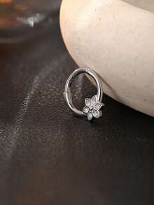 925 Sterling Silver Single Nose Ring, CZ Diamond Sunflower Design Nose Hoop, Suitable For Daily Wear And Parties - Single Nose Ring - View 6