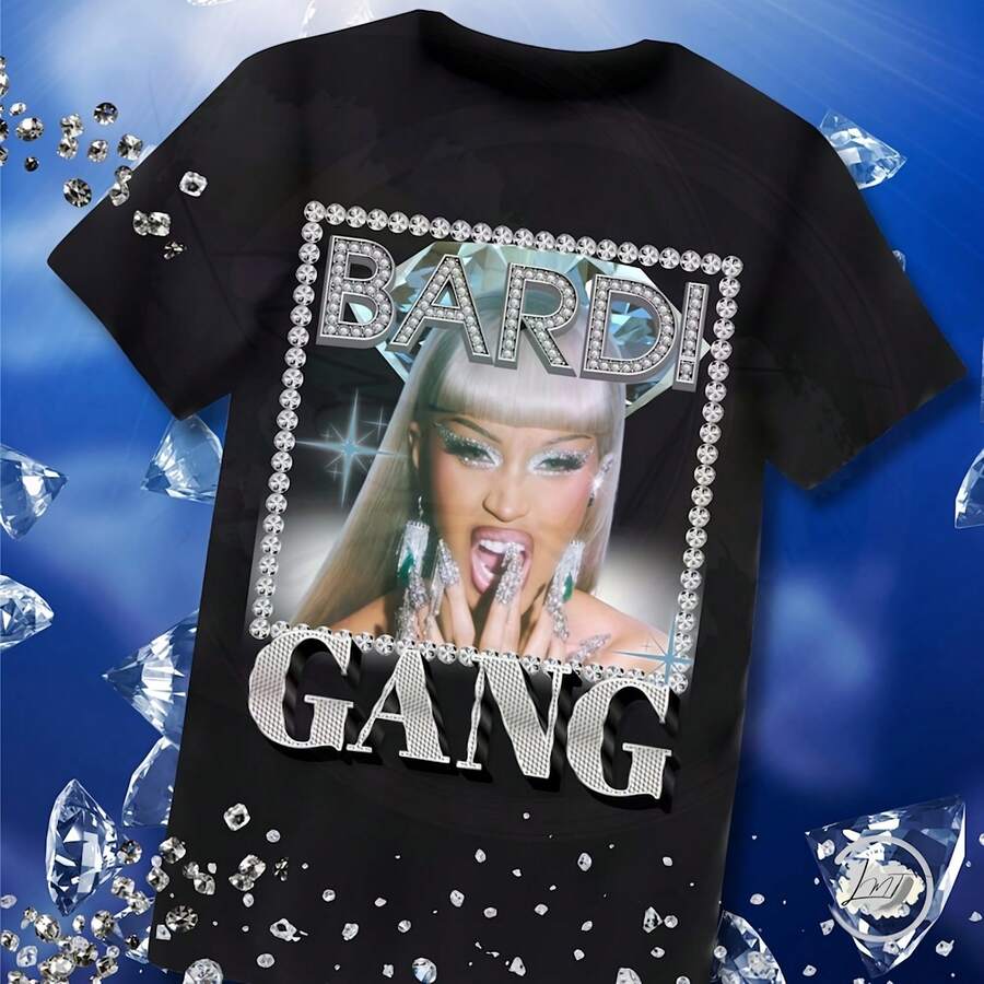 C.Ardi B Bardi Gang Tshirt Design - 黑色 - 查看 1