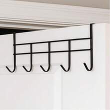Door Hanger With 6 Hooks, Multipurpose Organizer For Bedroom, Bathroom, Kitchen - 黑色 - 查看 1