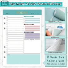 A5 Refill Paper Planner Inserts, 3 Pack 6 Holes Loose Leaf Refill Paper, 300 Pages Budget Planner Binder Inserts Journals Notebook For Memo, To Do List, Planners 8.3\ X 5.6\ - Gre1en - View 5