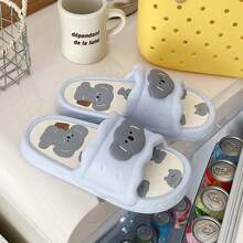 可爱卡通熊休闲绑带EVA拖鞋，舒适厚底百搭夏季家居拖鞋 - 藍色 - 查看 7