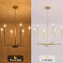 Lámpara de Techo Modernas 6 Luces Vela Rústico Candelabros Montaje Semi Empotrado Candiles de Techo Modernos para Comedor Sala de Estar Dormitorio Cortijo-003 - 4 - Ver 1