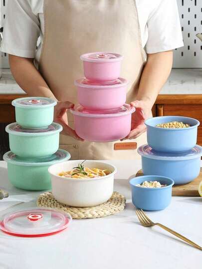 3 件装塑料保鲜碗，食品储存容器学校用品，圣诞礼物