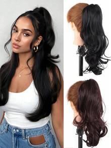 Layered Half-Up Ponytail Synthetic Wig, Realistic Hair, Relaxed Waterfall Wig Ponytail - Multicolor - View 8