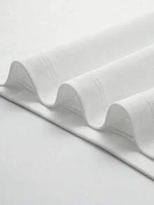 Summer Drop Shoulder Slim Fit T-Shirt,Brazilian Football Print Chest Lucky Girl Slogan Tee,Drop Shoulder Fitted Summer T-Shirt,Lucky Girl Slogan & Brazil Football Chest Print Top,Fitted Drop Shoulder Summer T-Shirt,Brazil Football Print Lucky Girl Slogan Casual Top - White - View 4