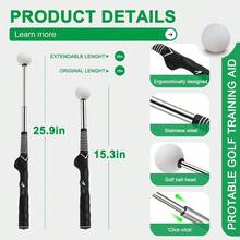 Retractable Swing Trainer - Pro Handed Click Stick Grip Trainer Grip Swing Training Aid Beginners - 黑色 - 查看 7