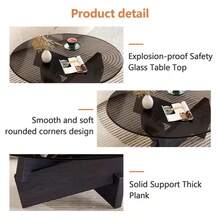 Coffee Tables For Living Room-Triangle Glass Coffee Table With Irregular Wooden Base End Table,Mid-Century Modern Abstract End Table,For Study Room Office Hotel Balcony((31.5 X 31.5 X 12.2 Inch)) - Quả óc chó - Xem 4