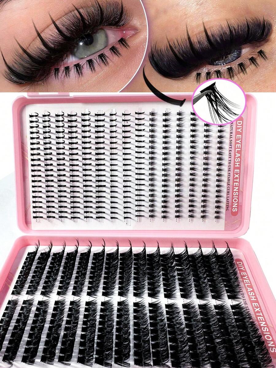 LYBCG 570pcs 80D Lash Clusters Kit With Spikes D Curly Large Capacity False Eyelashes Divided Into Height, Left+Right For Paired Single Cluster. Natural Segmentation. Clustered Eyelashes. Fluffy. Thick. Soft. Lightweight False Eyelash Set, Comfortable To Wear. Enlarging Eyes, Lifting Eye Tails, With 5mm/6mm/7mm Bottom Lashes Eyelash Extension, Eyelash Extension. Daily Life&Weddings&Dates&Parties&Music Festivals&Halloween Use Lash Clusters - CC - 查看 1