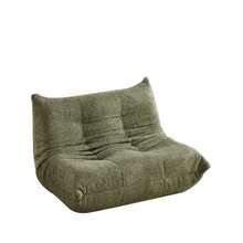 Chenille Togo Two-Seater Sofa,Boden-Loungesessel, Armloser Akzentstuhl,Sitzsack Sofa, Togo Stil Kamin Lounge Stuhl Mit Memory Schaum,Bequemer Bodensofa Für Wohnzimmer,Schlafzimmer,Gaming Und Büro - Green - View 2
