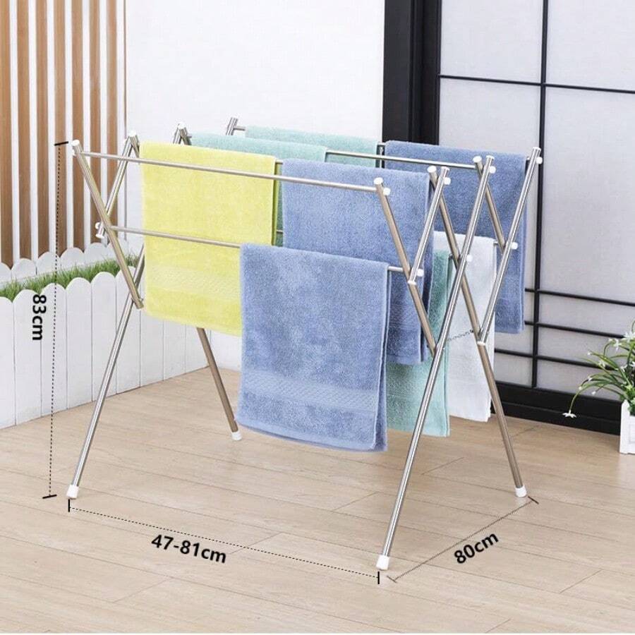 Tendedero de ropa plegable de acero inoxidable con 4 barras para calcetines toallas sujetadores y ropa interior ahorra espacio rack de secado color plata - gris - Ver 1