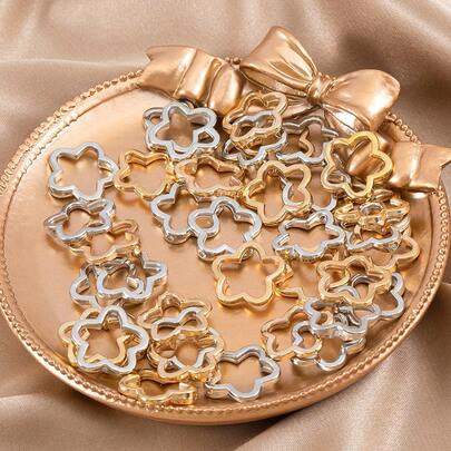 50pcs CCB Hollow Spacer Beads, Flower Shaped, Suitable For DIY Necklace, Bracelet, Jewelry Making