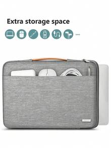 TECOOL 1pc 12.3-15.6 Inch Laptop Case Sleeve Bag With Retractable Handle,Dark Grey - Light Grey - View 2