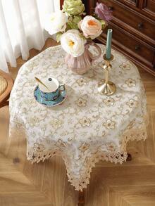 1件100%涤纶蕾丝花边刺绣金线桌布，装饰桌布，适用于厨房、餐厅、书房、家居、派对、婚礼等场合。 - 彩色 - 查看 14