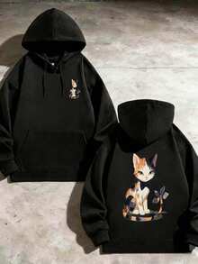 Hooded Sweatshirt Men, Loose And Breathable, Walking In Park - Black - View 1