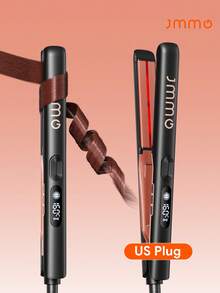 JMMO 2 In 1 Hair Straightener And Curler | Travel Curling Iron With 8 Adjustable Temp, 360° Airflow Styler, Negative Ion, For Less Frizz, Shinier & Smoother, Makeup Hair Style-US Plug - Grey - View 2