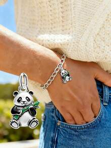 Mặt dây chuyền hình gấu trúc bằng bạc sterling 925 tối giản độc đáo, món quà trang sức tinh tế phù hợp cho cả nam và nữ. - Bộ 5 - Xem 3