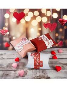 50个/套 情人节礼盒，纸质，适用于情人节、婚礼、派对、生日礼物糖果包装盒（红色、粉色和白色） - 彩色 - 查看 3