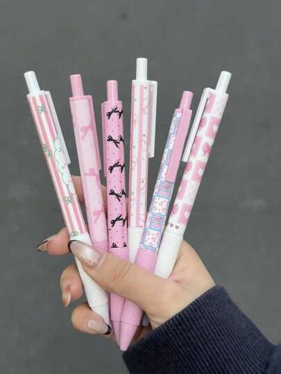 0.5mm Fine Tip Pink Bow Tie Quick Dry Neutral Pen, Smooth Writing, Suitable For Office And Classroom Supplies, Educational Writing Pen, Exam Use, General Writing Pen, Holiday Stationery Gift, Back To School Writing Pen