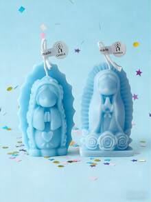 两套可爱圣母玛利亚 | 心形 | 玫瑰底座 | 祈祷少女香氛蜡烛，摄影道具背景，适用于节日家居装饰、家庭聚会礼物、贴心礼品，手工模制，4种颜色和香味可选 - 祈禱少女 - 查看 3