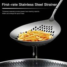 2 piezas/1 pieza Cuchara ranurada y escurridor de acero inoxidable 304 antescaldaduras para freír, para fideos, dim sum, papas fritas, pollo frito, pasta, ideal para Navidad, uso diario, festivales, cocina, restaurante, olla caliente - Multicolor - Ver 6