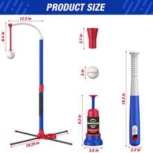 HYES 4 In 1 T Ball Sets For Kids 3-5 With Toss And Catch Ball Set, Hanging Tee Stand With Auto Pitching Machine/ 2 Bats, Indoor Outdoor Toys Birthday Baseball Gifts For Toddler Boys Girls, Blue - Blue- - View 8