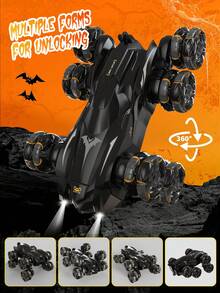 1pc 2026 New Remote Control Batmobile Stunt Car, 2.4Ghz Avengers RC Stunt Car With 8-Wheel Tricks, Multi-Function Controllable Tire Steering, Auto Demo Mode, LED Cool Car Lights Batmobile Toy - Multicolor - View 4