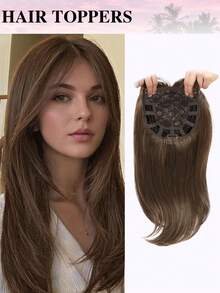 18英寸长层次感合成发片，夹式接发，6英寸x6英寸大底座，适合头发稀疏的女性，渐变色 - 彩色 - 查看 14