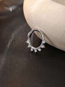 925 Sterling Silver Single Nose Ring, CZ Diamond Sunflower Design Nose Hoop, Suitable For Daily Wear And Parties - Single Nose Ring - View 5