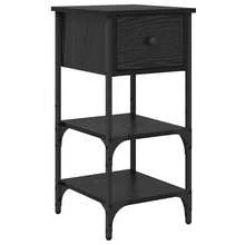 vidaXL Nachttisch Schwarz Eichen-Optik 33,5 X 36 X 70 Cm - Black - View 2