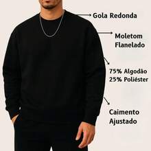 Men's Crew Neck Sweatshirt, Hoodless Unisex Flannel Jacket, Comfortable, Immediate Shipping - 白色 - 查看 4
