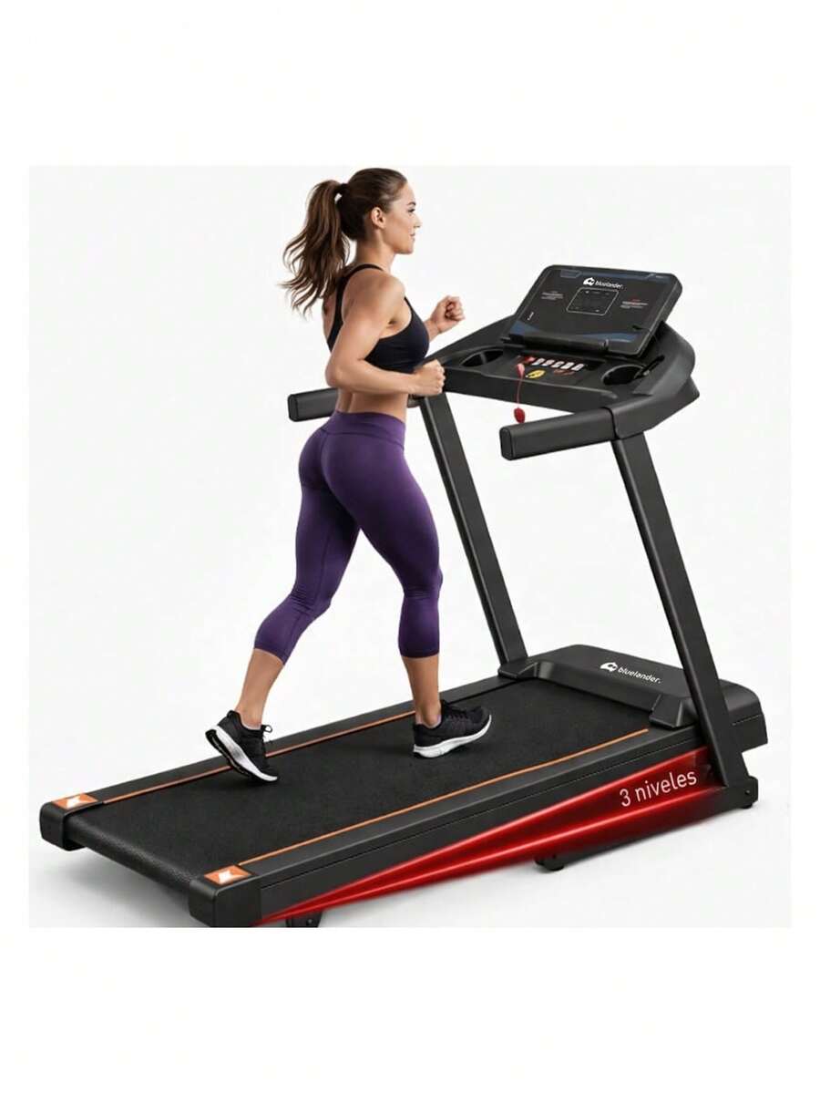 Folding Electric Treadmill. Bluelander - Black - View 1