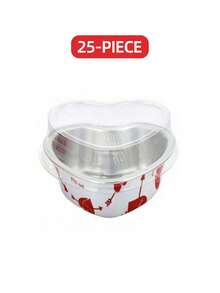 10pcs/25pcs/60pcs Heart Shaped Aluminum Foil Mini Cupcake Liners - 3.4oz/100ml Disposable Heat-Resistant Baking Cups With Lids - Suitable For Wedding, Valentine's Day, Birthday Party Supplies - Multicolor - View 17