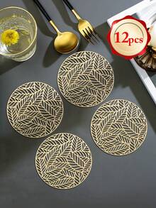 1-200 Peças Sousplat Minimalista Dourado de PVC, Lavável, Fácil de Limpar, Limpo com Pano, Antiderrapante, Jogos de Mesa de Jantar, Doce Nostalgia, Sousplat Elegantes, Aparelho de Mesa, Tapete de Cozinha e Jantar, Decoração de Casamento e Feriados - Multicolorido - Visão 21