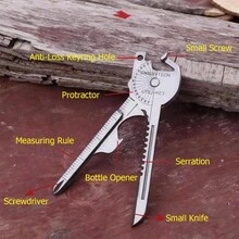 8-In-1 Keychain Multitool, Portable Screwdriver, Folding Mini Knife & Survival Gear Accessories, EDC Carabiner Organizer - Một cỡ - Xem 3
