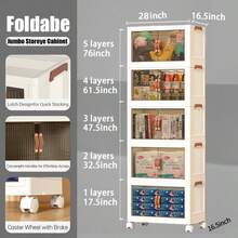 28inch 600Qt Stackable Storage Bins With Lid, Extra Large Closet Organizer Collapsible Drawer Boxes With Wheels, Folding Plastic Cabinet Containers For Home Kitchen Room Organization, 1/2/3/4/5Pack - 白色 - 查看 10