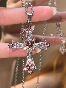 1 chiếc dây chuyền mặt dây chuyền bạc đính kim cương kiểu Gothic Y2K dễ thương và cá tính dành cho nữ, trang sức dự tiệc - Nhiều màu - Xem 4