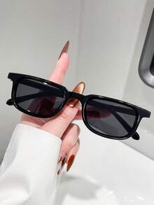 1pc Casual Square Frame Women Fashion Fashion Glasses, Suitable For Leisure, Beach, Travel, Party, Gift, Daily Matching, Y2K Style - Black - View 2