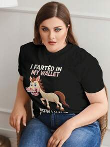 I Farted In My Wallet Now I Have Gas Money 3 Plus Size T-Shirt, Large Size Women's Printed Short Sleeve T-Shirt, Casual Women's Outdoor Large Size Round Neck Short Sleeve, Daily Four Seasons Wear, Holiday Gifts - Black - View 5