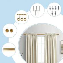 Golden Extendable Carbon Steel Curtain Rod Pole With End Finials - 1PC - View 3