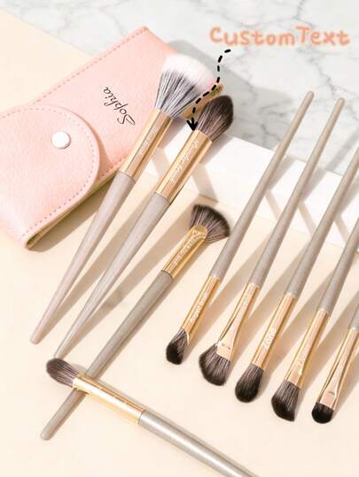 1/3/5 Sets Personalized Makeup Brushes (15pcs), Customizable Name Combination, Perfect For Wedding Favors, Bridal Shower Gifts, Or Mother's Day Surprises. Includes Makeup Bag And Travel Accessories.