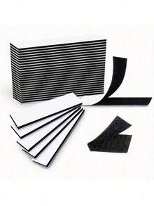 10/20/40/60pcs Self-Adhesive Hook And Loop Straps, Sticky Fastening Tape, Heavy Duty Fixing Strips For Home & Office, No Drilling Or Screws Needed - Black - View 1