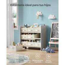 zxxSONGMICS Estanteria Intil para etes Organizador Intil 29.5 x 62.5 x 60  9 Caas de Almacenamiento no Teidas Gris Pma MGKR033G10organizador de juguetes - Gris Paloma - Ver 4