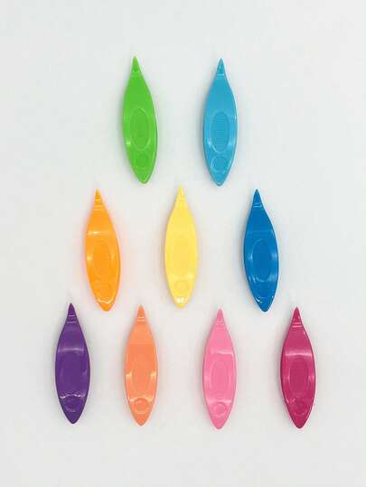 9pcs/Set Plastic Shuttles, Lace Weaving Tools, DIY Weaving Accessories, Colorful Feather Eye Shuttles In Yellow, Purple, Green, Light Blue, Pink, Dark Blue, Orange, Bright Orange, Magenta