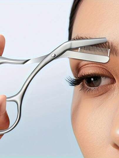 Professional Stainless Steel Eyebrow Scissors With Comb - Hypoallergenic Ergonomic Design For Both Men And Women, Metal Structure For Long-Lasting Use, Precise Shaping And Trimming