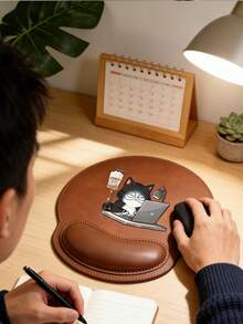 符合人体工学的猫咪图案腕托鼠标垫，采用符合人体工学的EVA材质，防滑记忆海绵，舒适防滑底座，提供舒适的腕部支撑，亲肤舒适，保护桌面，适用于游戏、办公、电脑、笔记本电脑、家庭使用，是毕业季、情人节、母亲节、开学季的完美礼物。 - 多色 - 查看 7